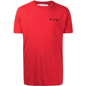 OFF-WHITE LOGO-PRINT CEW NECK T-SHIRT IN RED