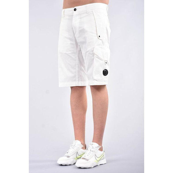 CP COMPANY WHITE CARGO SHORTS