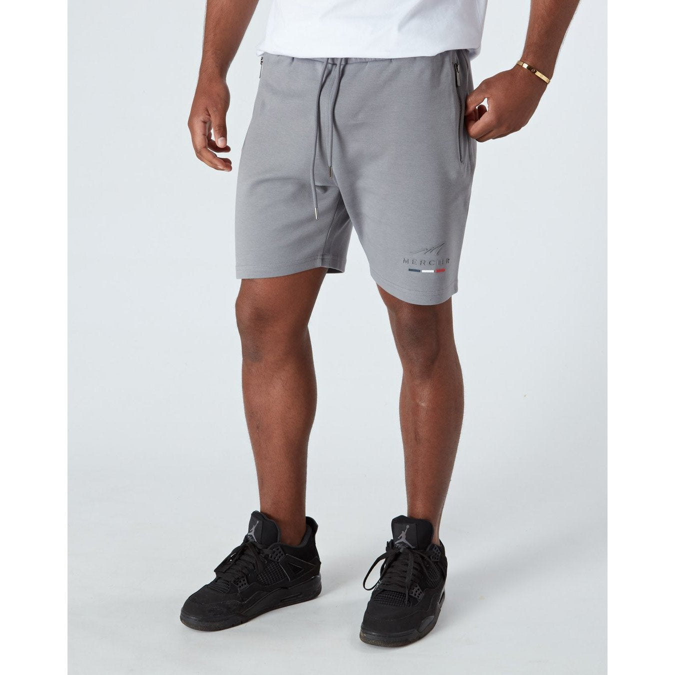 Mercier Pebble Grey Raised Signature Shorts