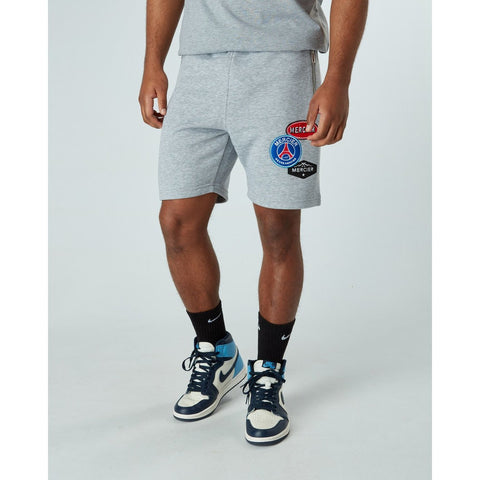 Mercier Grey Marl Paris Badge Shorts