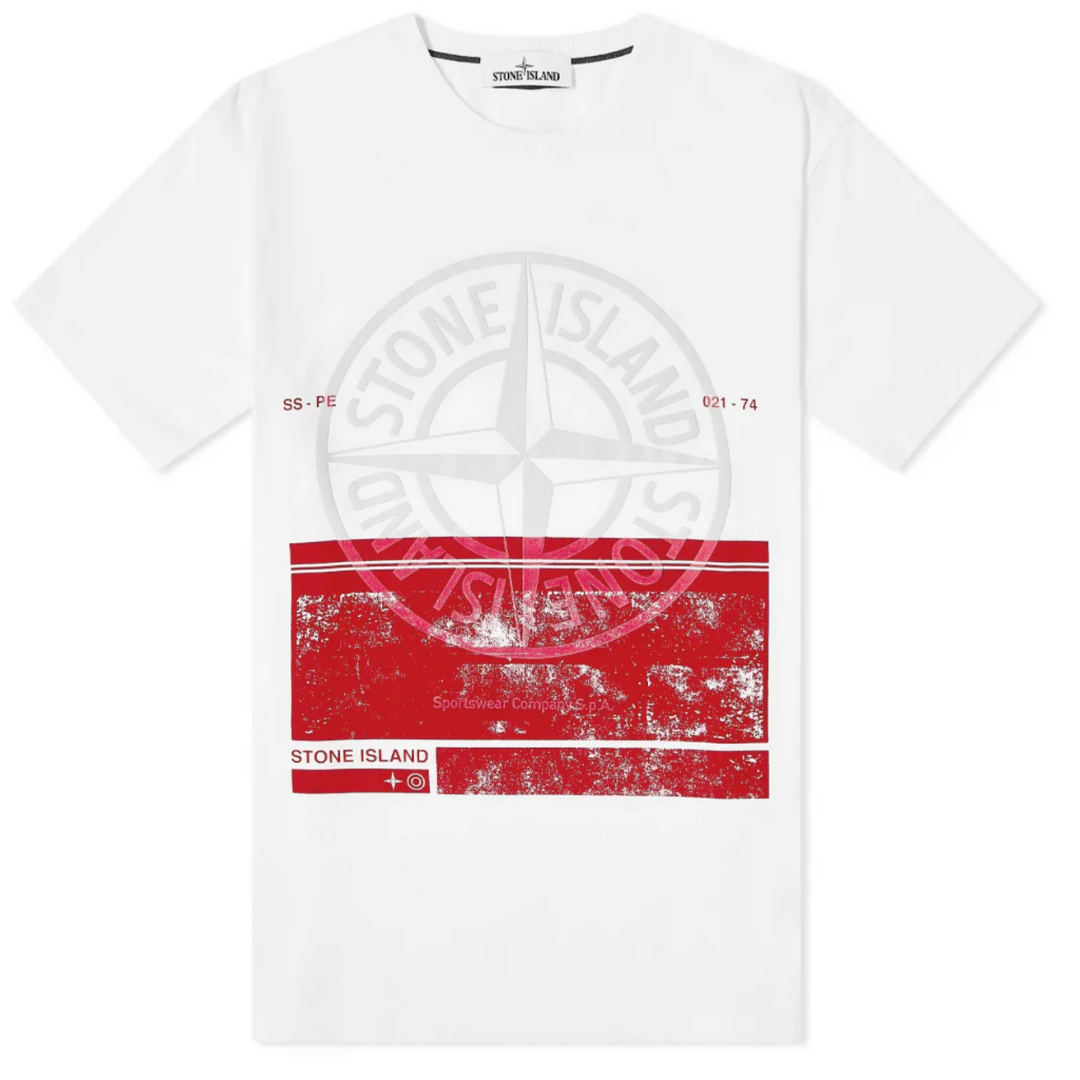 STONE ISLAND BLOCK T SHIRT WHITE