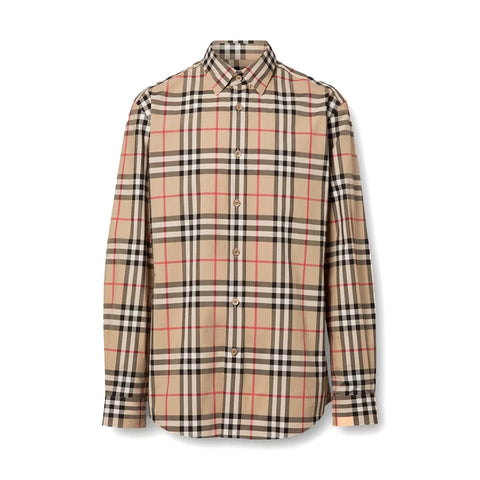 BURBERRY COTTON POPLIN SHIRT IN ARCHIVE BEIGE