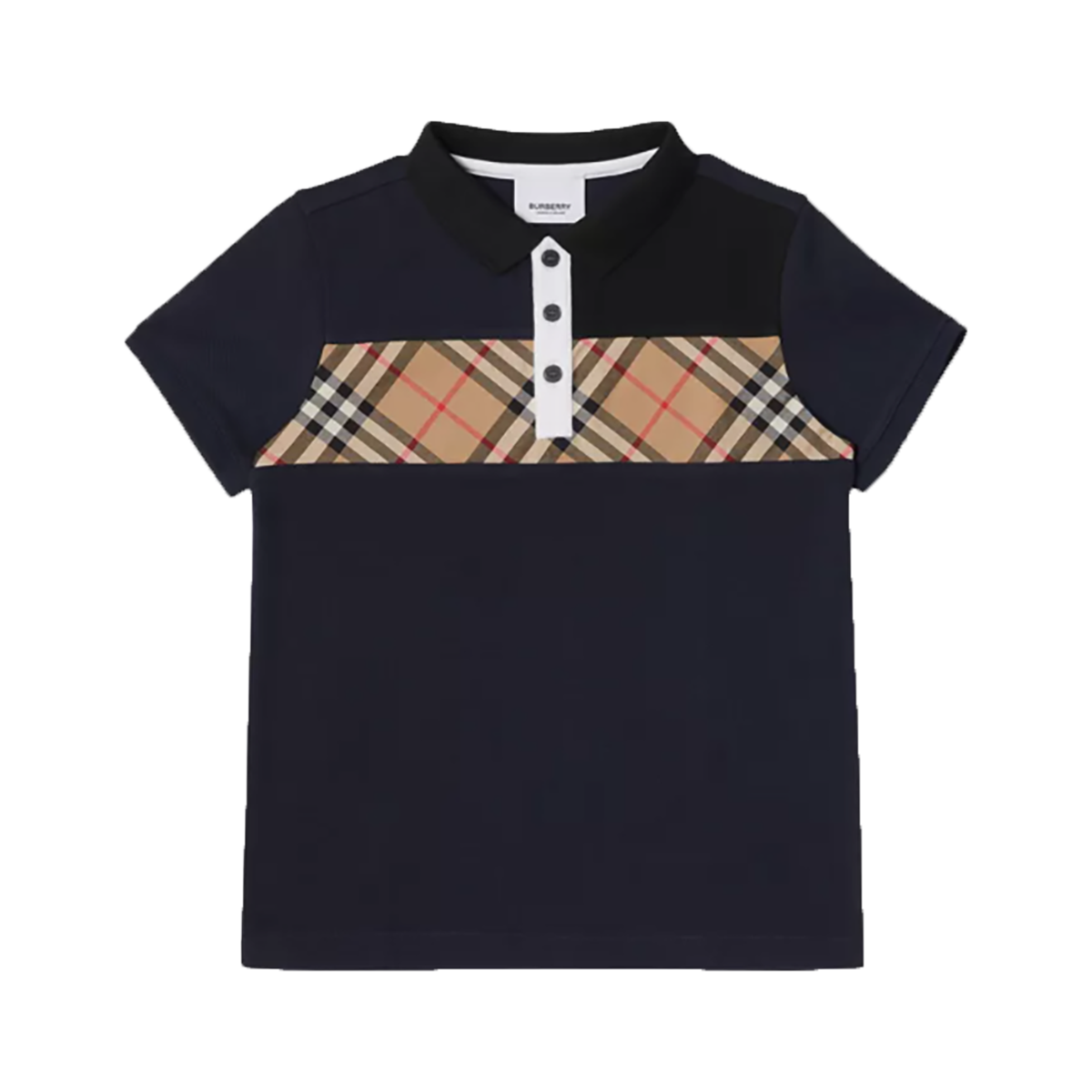 BURBERRY BOYS JUNIOR VINTAGE NAVY CHECK POLO