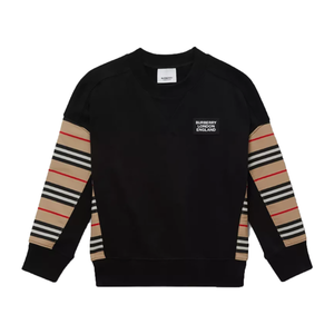 BURBERRY BOYS JUNIOR ICON STRIPE PANEL SWEATER