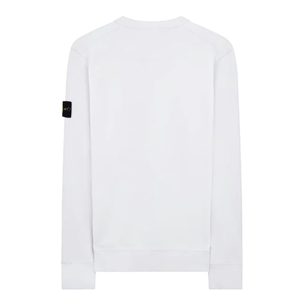 STONE ISLAND COTTON FLEECE CREW NECK SWEATSHIRT IN WHITE