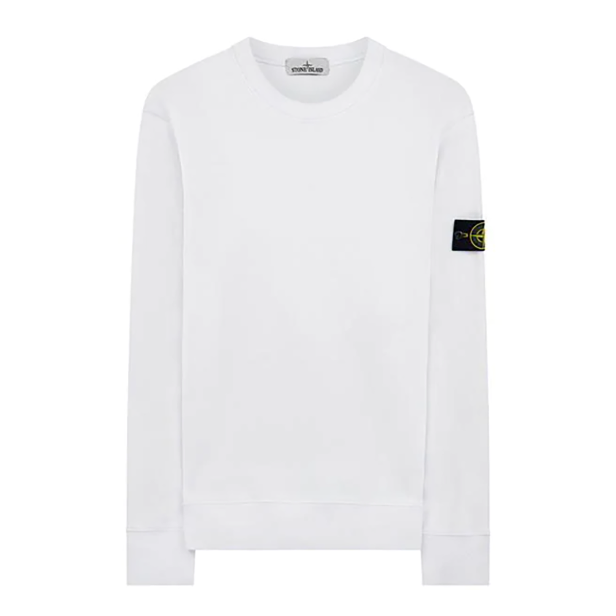 STONE ISLAND COTTON FLEECE CREW NECK SWEATSHIRT IN WHITE