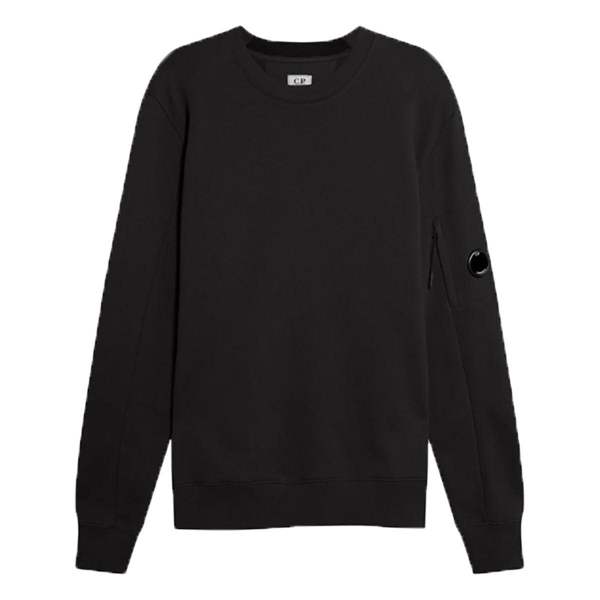 CP COMPANY DIAGONAL RAISED FLEECE LENS CREWNECK BLACK