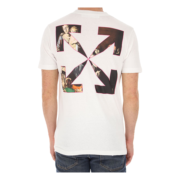 OFF-WHITE CARAVAGGIO LOGO PRINT T-SHIRT IN WHITE