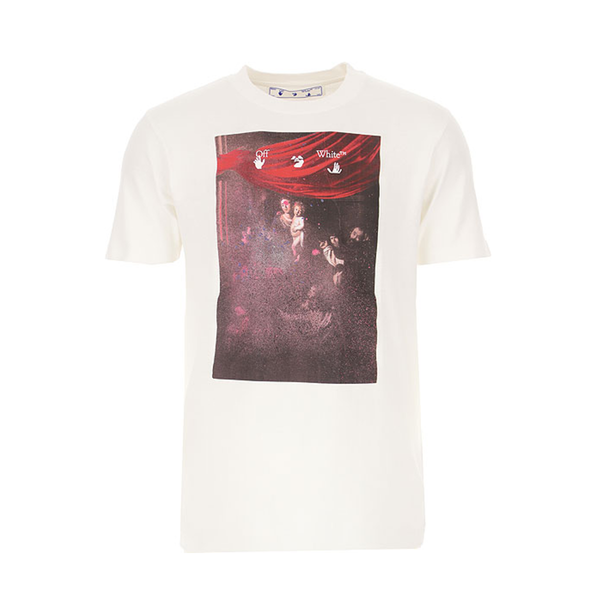 OFF-WHITE CARAVAGGIO LOGO PRINT T-SHIRT IN WHITE