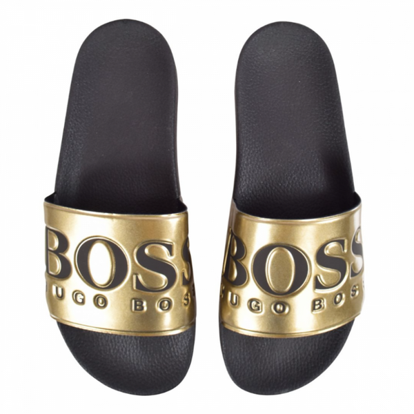 BOSS LOGO SOLAR SLIDERS - GOLD-BLACK