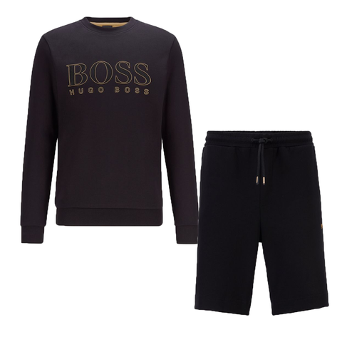 BOSS 'SALBO ICONIC' SHORT SET IN BLACK/GOLD