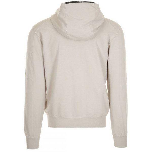 CP COMPANY LIGHT FLEECE GARMENT DYED ZIP HOODIE IN CREAM