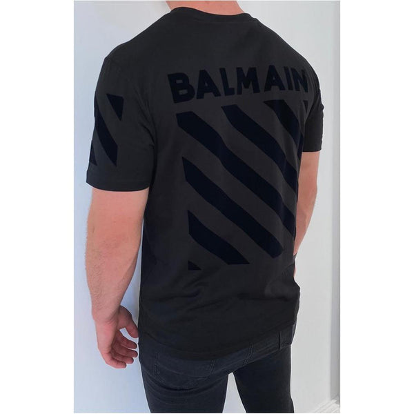 BALMAIN - SUEDE BLACK TEE