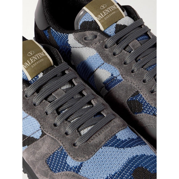 VALENTINO ROCKRUNNER BLUE CAMOUFLAGE TRAINERS