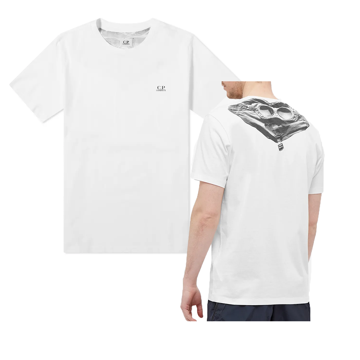 CP COMPANY GOGGLE GRAPHIC T-SHIRT IN WHITE